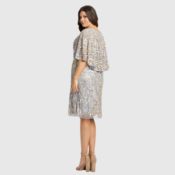 NWT Mac Duggal Embellished Cape Sleeve Cocktail Dress (Plus) Sz 16W - Picture 3 of 9